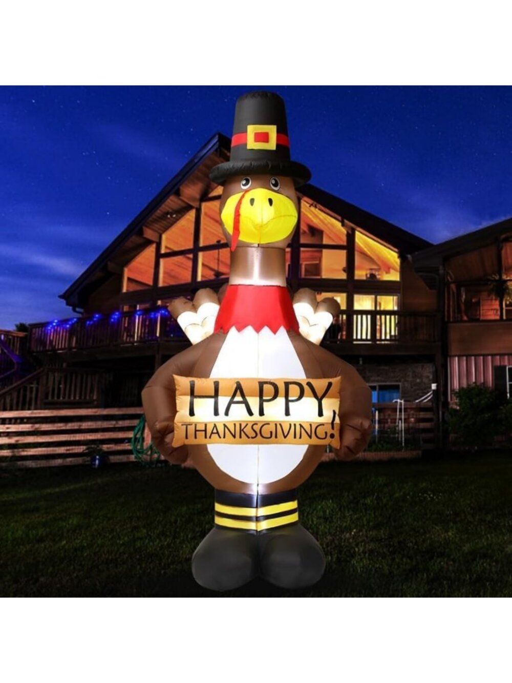 Giant 12FT Thanksgiving Inflatable Turkey with LED Lights - Outdoor Fall Decor